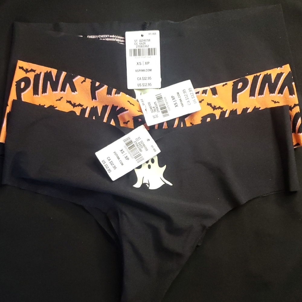 PINK Victoria's Secret Black and Orange Halloween Panties